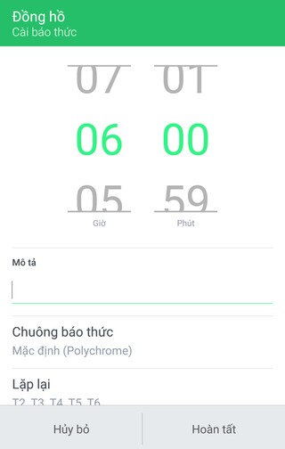 Hình ảnh thể hiện cách đặt báo thức.