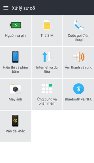 Màn hình xử lý sự cố HTC Trợ giúp